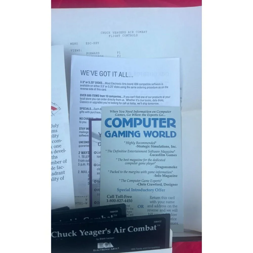 Chuck Yeager’s Air Combat PC Game 1991 EA IBM/Tandy NEW Open Box Complete Unused